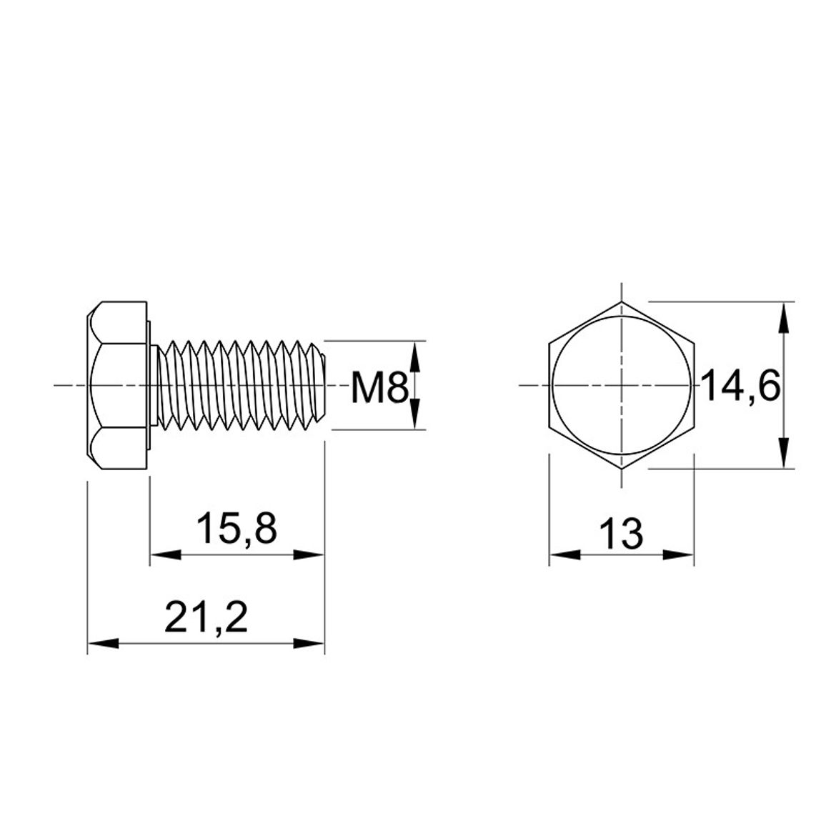 Болт М8 L=16 сталь Болт М8 L=16 сталь