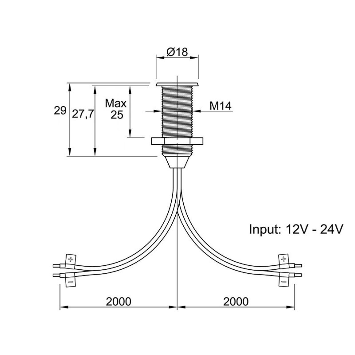 Сенсорний вимикач на дотик з димув. (алюміній), 12V/24V, 60W/120W