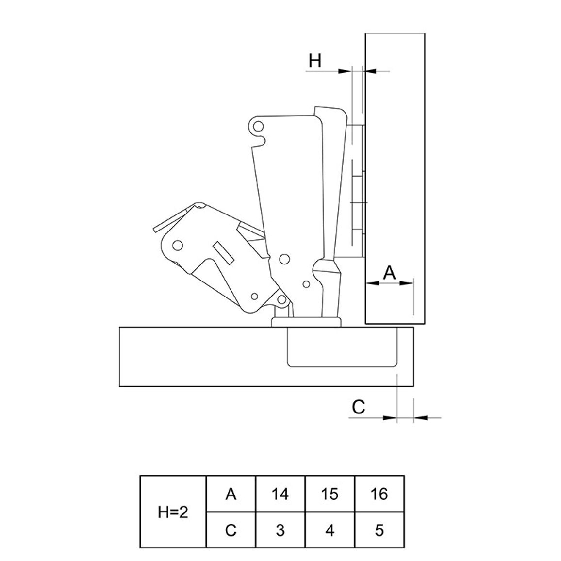 Петля Slide-On, 165°, трансформер, с пружиной, никель, Muller