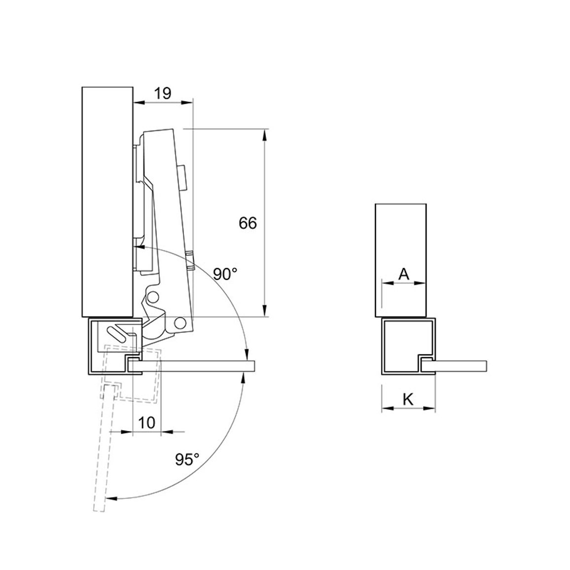 Петля Clip-on, 95°, Intermat 9936, накладная, для алюминиевого профиля, никель (9155233) Hettich Петля Clip-on, 95°, Intermat 9936, накладная, для алюминиевого профиля, никель (9155233) Hettich