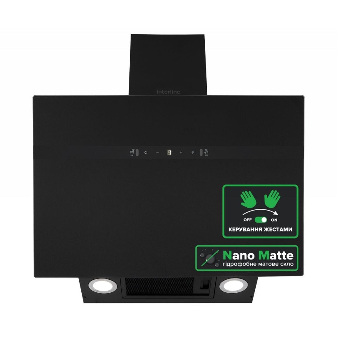 Витяжка нахилена FLOW MATT BL A/60/GL/M Interline Витяжка нахилена FLOW MATT BL A/60/GL/M Interline
