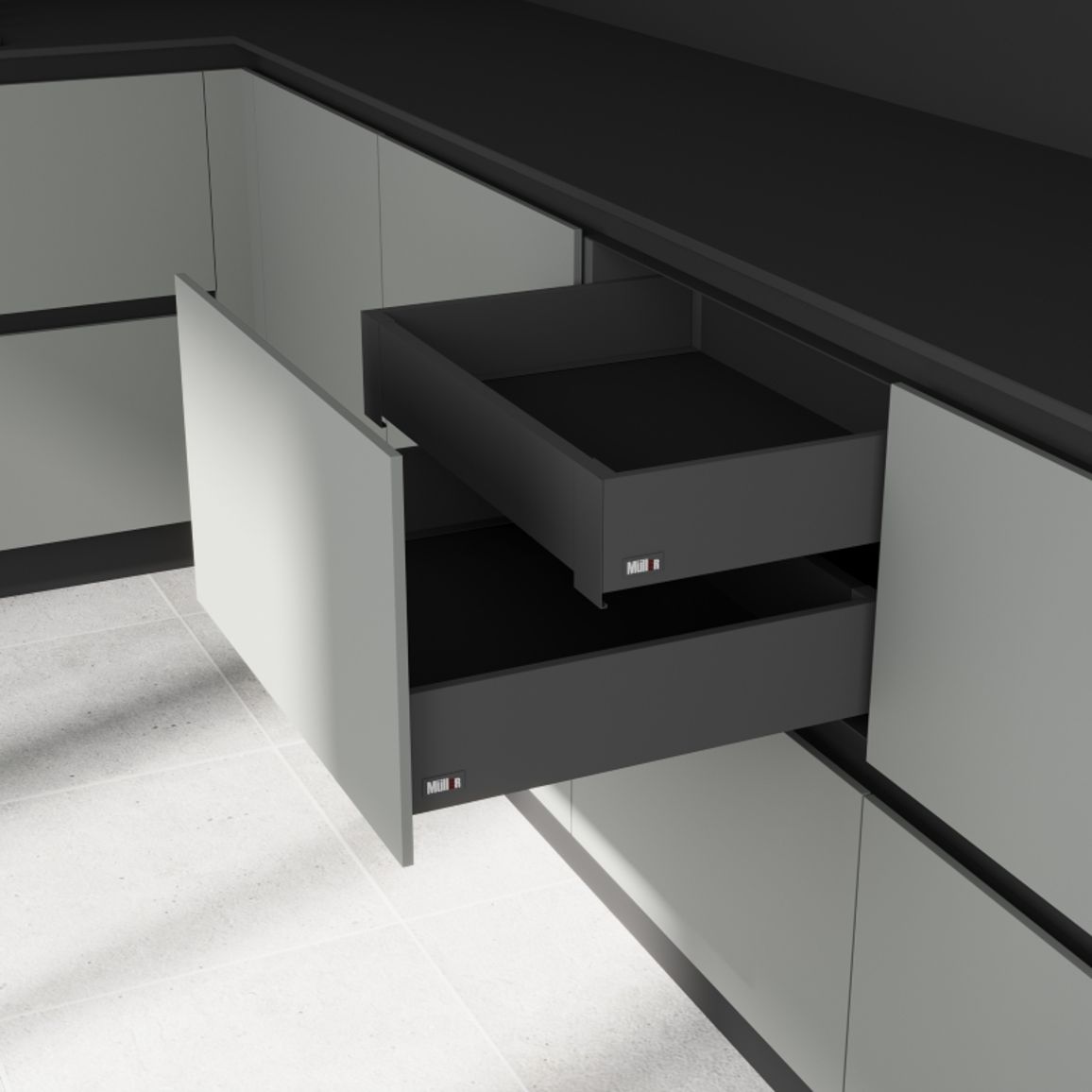 Комплект для внутреннего ящика Muller Box profi line 3D L=400 Н=95 антрацит Комплект для внутреннего ящика Muller Box profi line 3D L=400 Н=95 антрацит