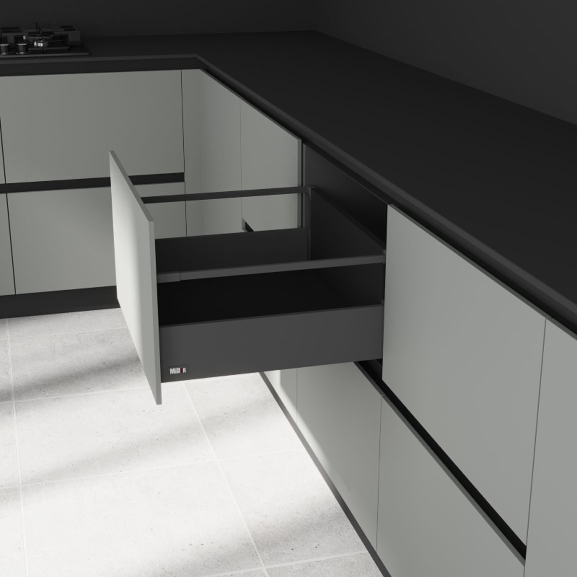 Комплект для ящика Muller Box profi line 3D L=550 Н=127 (+1 релинг) антрацит Комплект для ящика Muller Box profi line 3D L=550 Н=127 (+1 релинг) антрацит