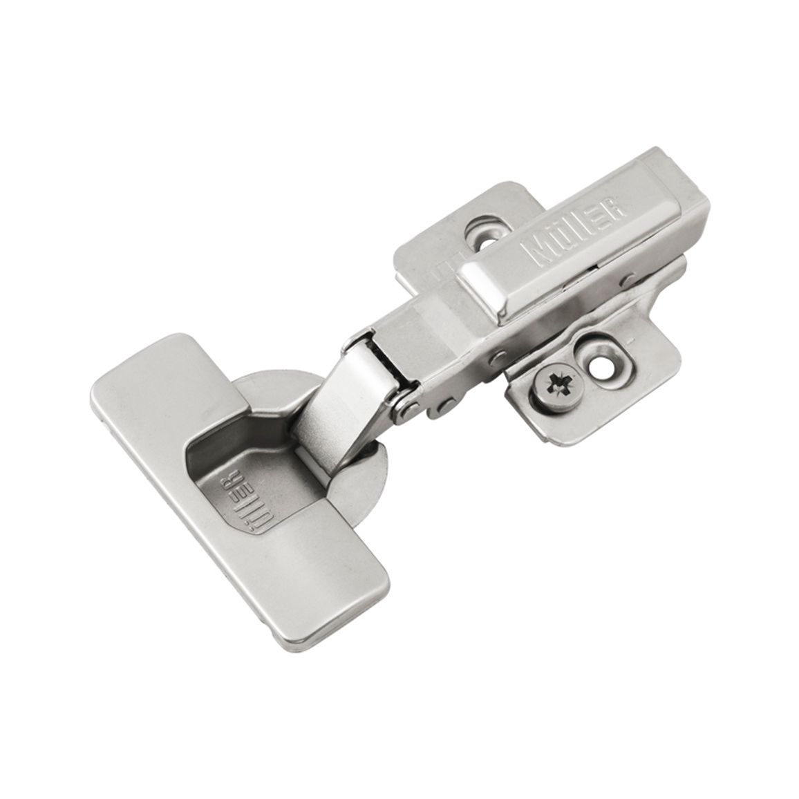 Петля Clip-On, 105°, накладная, с доводчиком, никель, 3D Muller Profi Line Петля Clip-On, 105°, накладная, с доводчиком, никель, 3D Muller Profi Line
