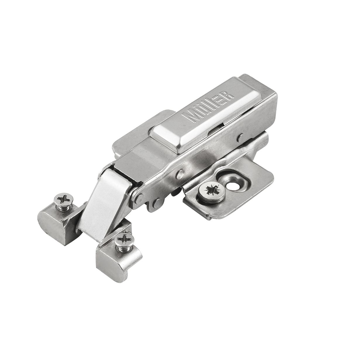 Петля Clip-On, 95°, для алюминиевого профиля, накладная, никель, 3D Muller Profi Line Петля Clip-On, 95°, для алюминиевого профиля, накладная, никель, 3D Muller Profi Line