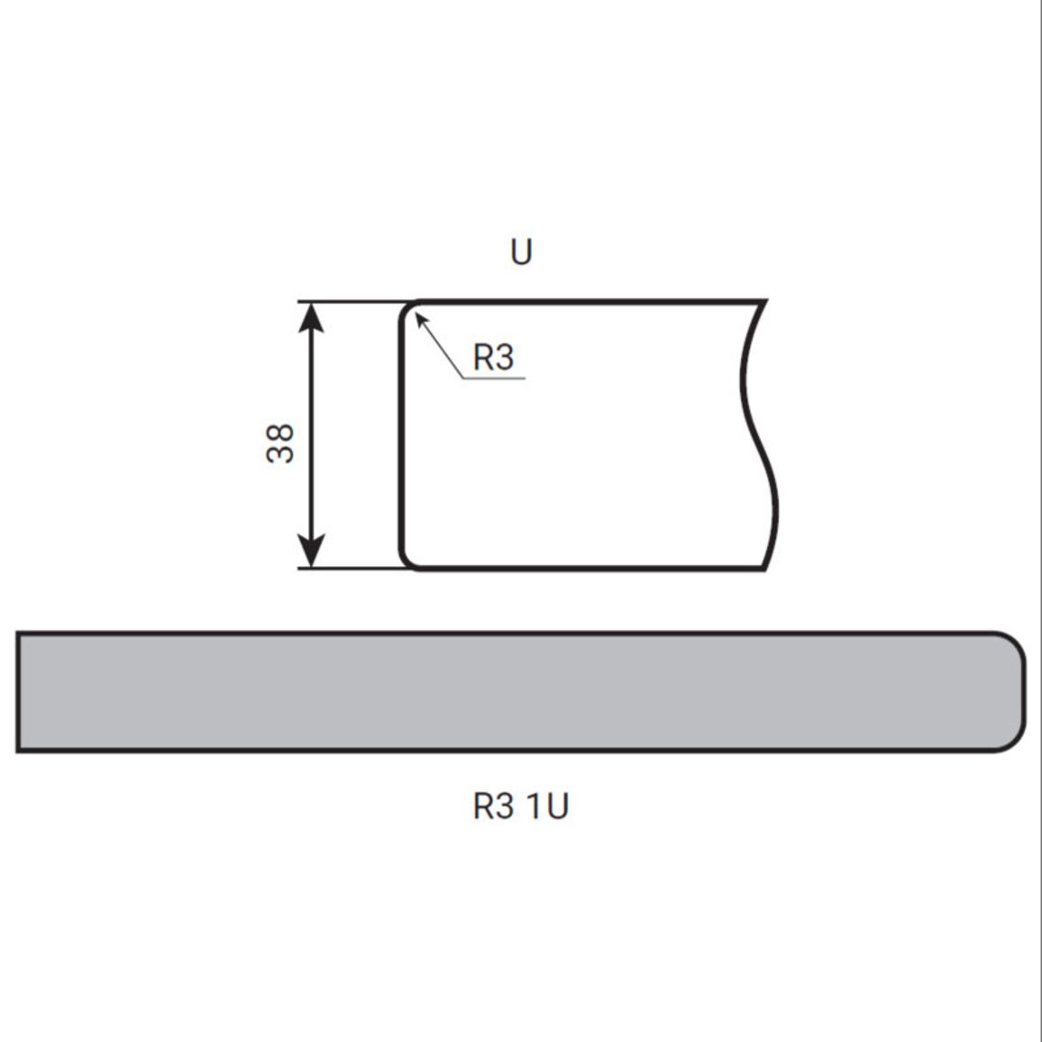 Стільниця Luxeform S147/R3-1 U Мармур Мілтон 3050х900х38мм