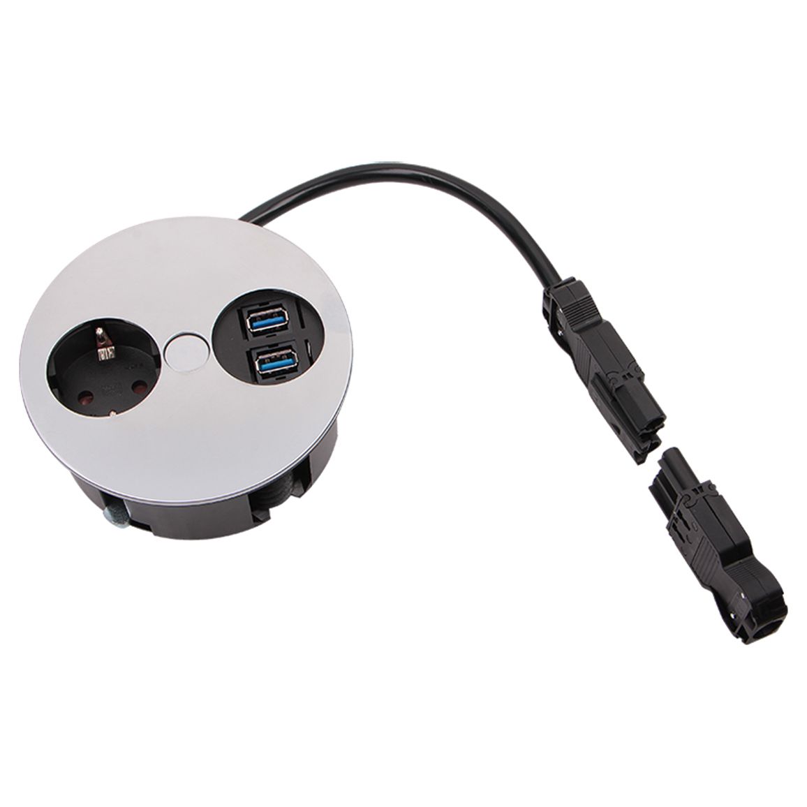 TWIST розеточний блок 1xРозетка, 2xUSB, матовий хром TWIST розеточний блок 1xРозетка, 2xUSB, матовий хром
