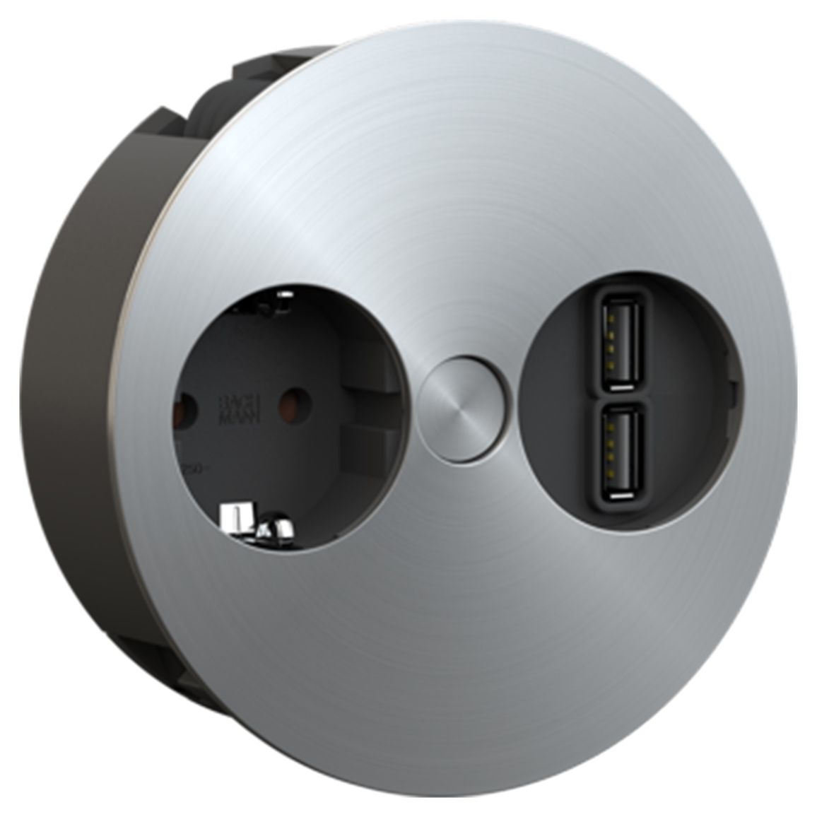 TWIST розеточний блок 1xРозетка 1xUSB- зарядний модуль подвійний, нержавіюча сталь TWIST розеточний блок 1xРозетка 1xUSB- зарядний модуль подвійний, нержавіюча сталь