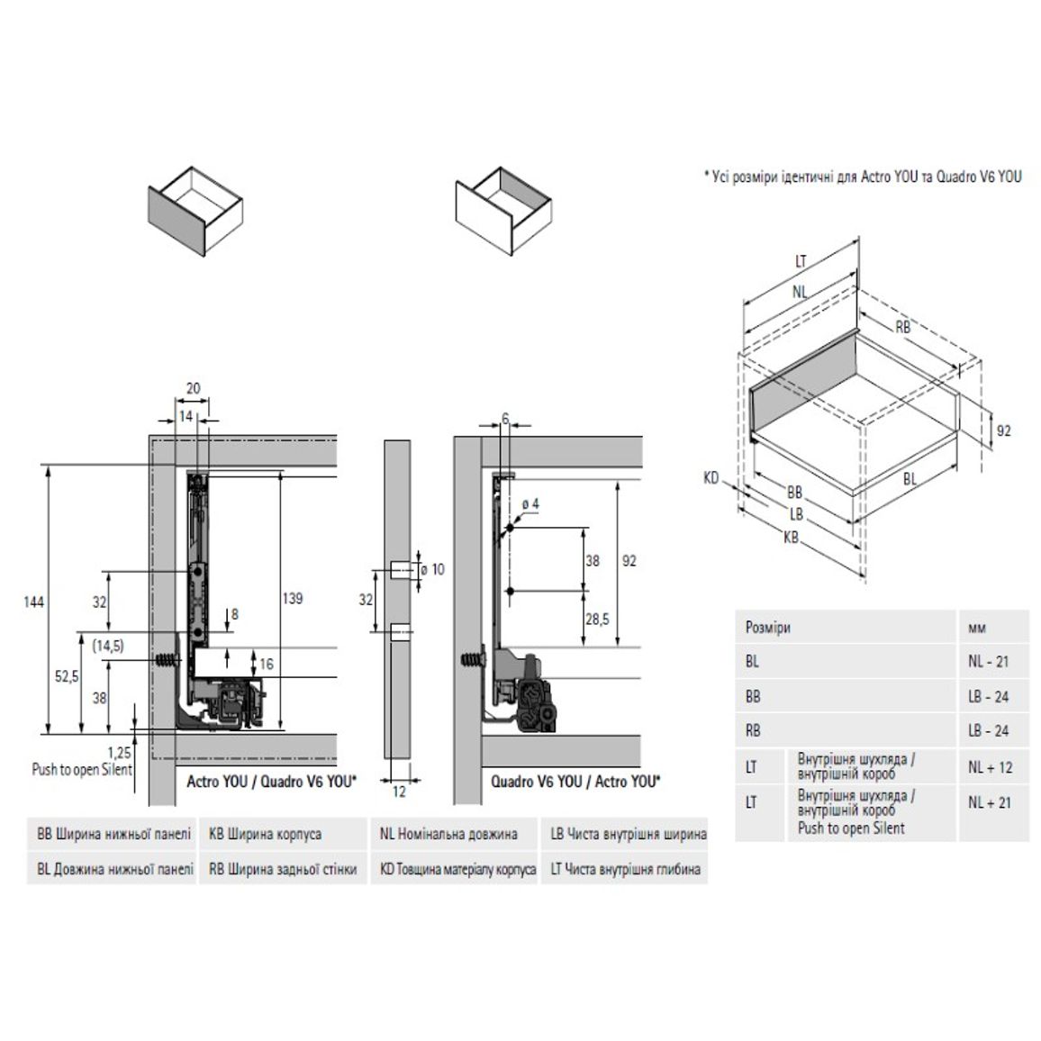 Комплект внутреннего ящика AvanTech YOU Q L=350 H=139 ШК=600 антрацит Hettich Комплект внутреннего ящика AvanTech YOU Q L=350 H=139 ШК=600 антрацит Hettich