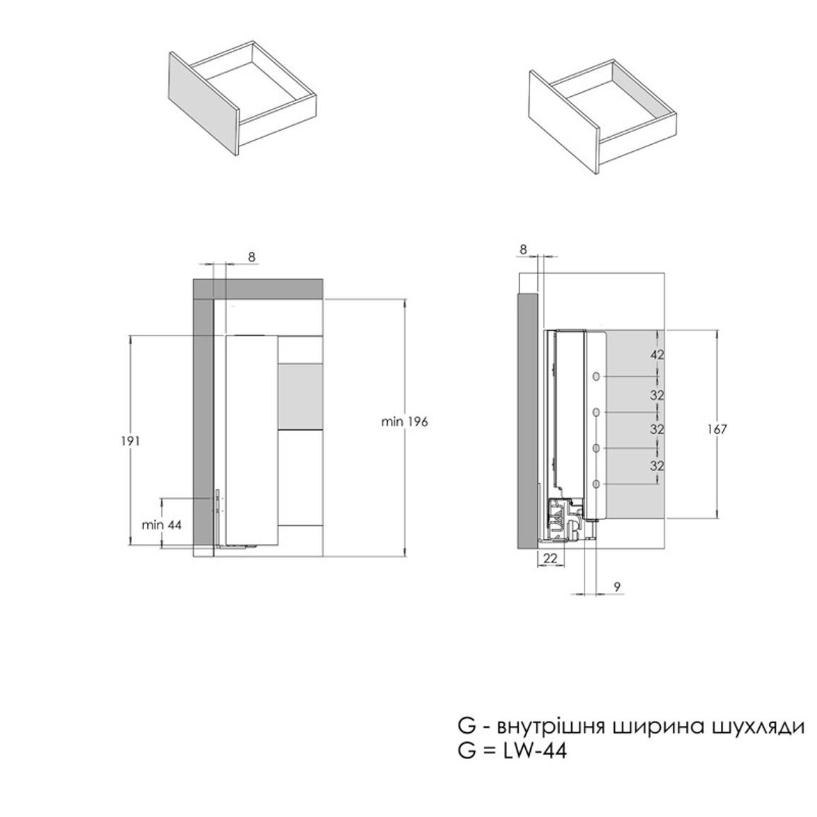 Комплект для внутреннего ящика Muller Box profi line 3D L=300 Н=178 антрацит Комплект для внутреннего ящика Muller Box profi line 3D L=300 Н=178 антрацит