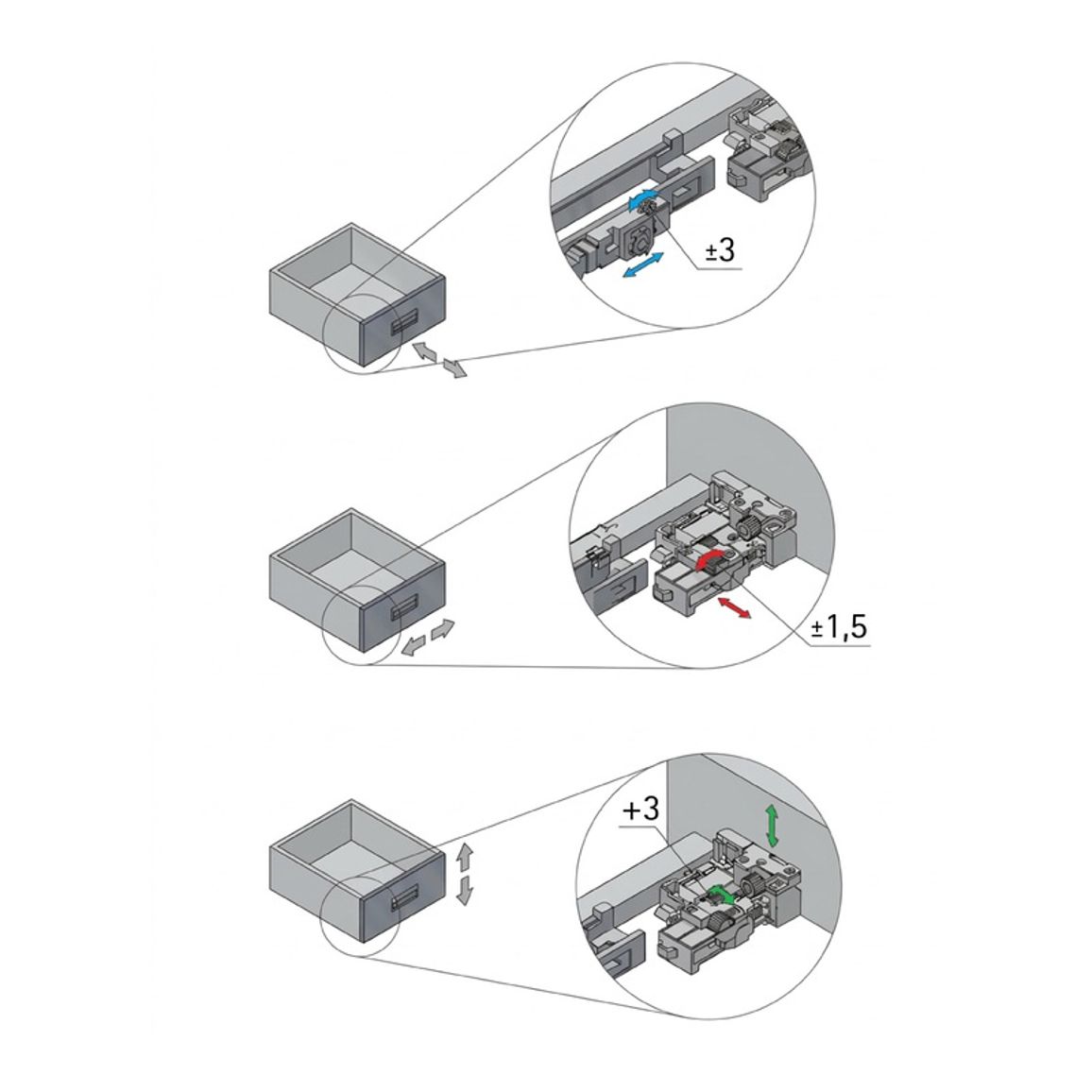Направляющие скрытого монтажа PO L=350 Muller profi line 19мм 3D Направляющие скрытого монтажа PO L=350 Muller profi line 19мм 3D