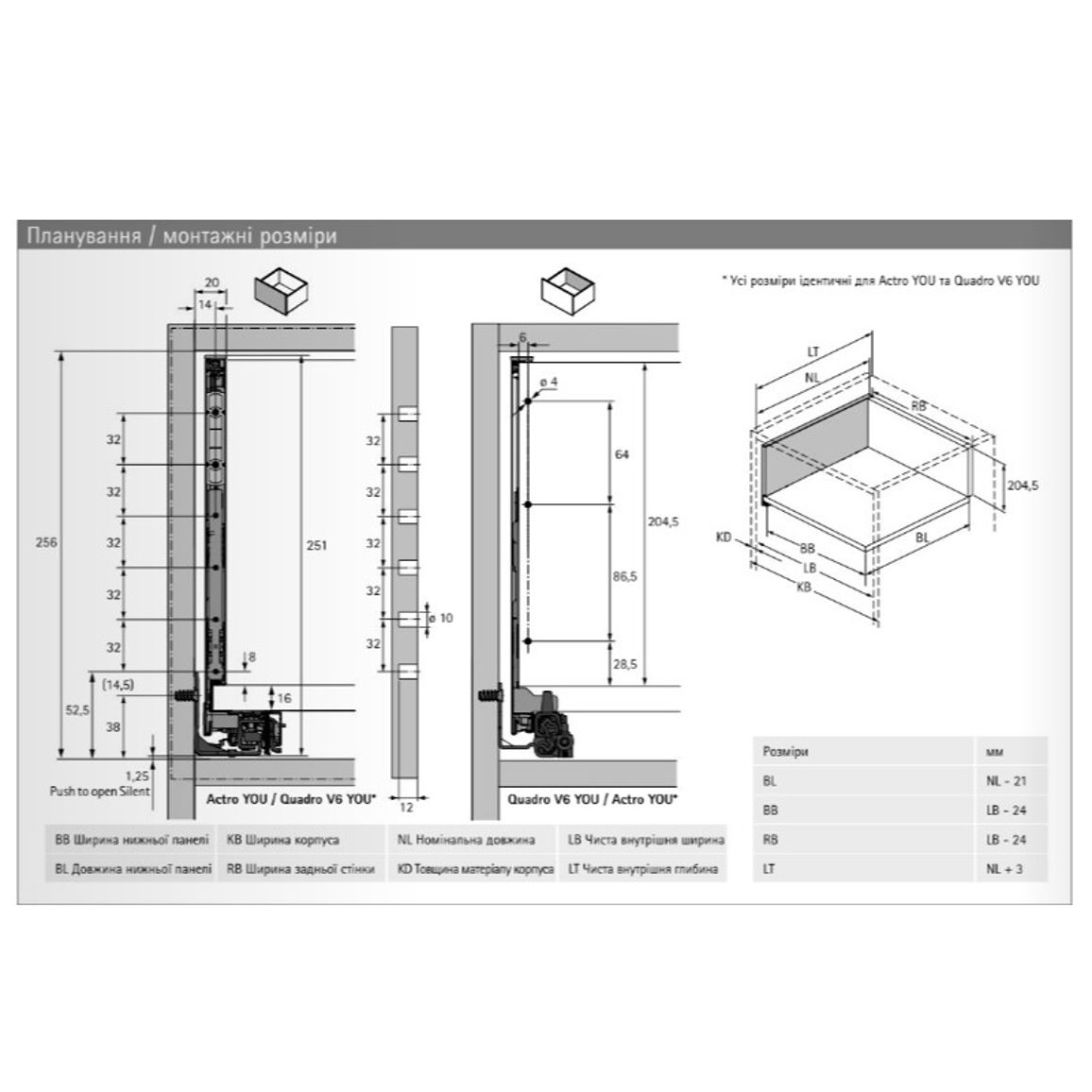 Комплект ящика AvanTech YOU Q L=450 H=251 антрацит Hettich
