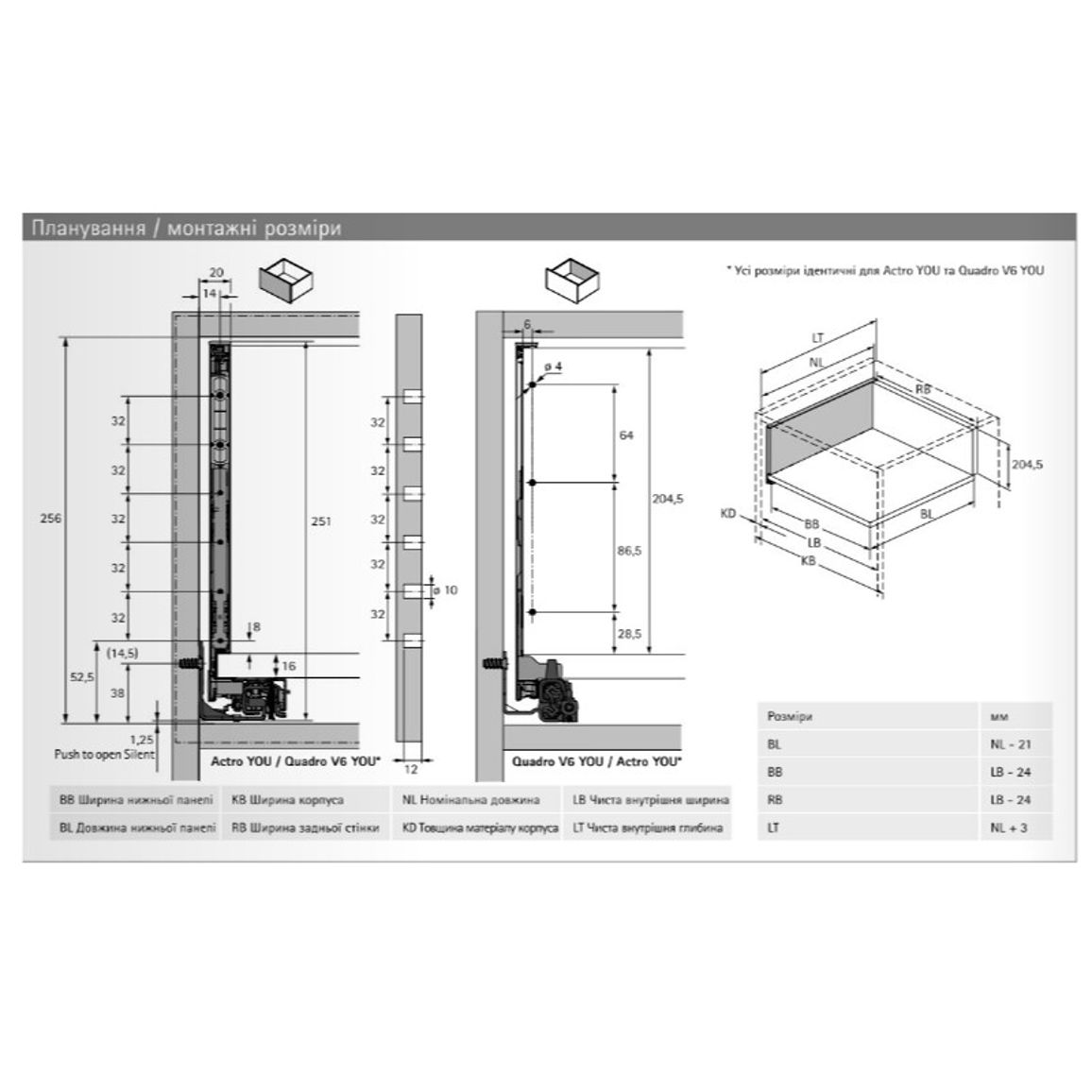 Комплект ящика AvanTech YOU Q L=450 H=251 серебро Hettich Комплект ящика AvanTech YOU Q L=450 H=251 серебро Hettich