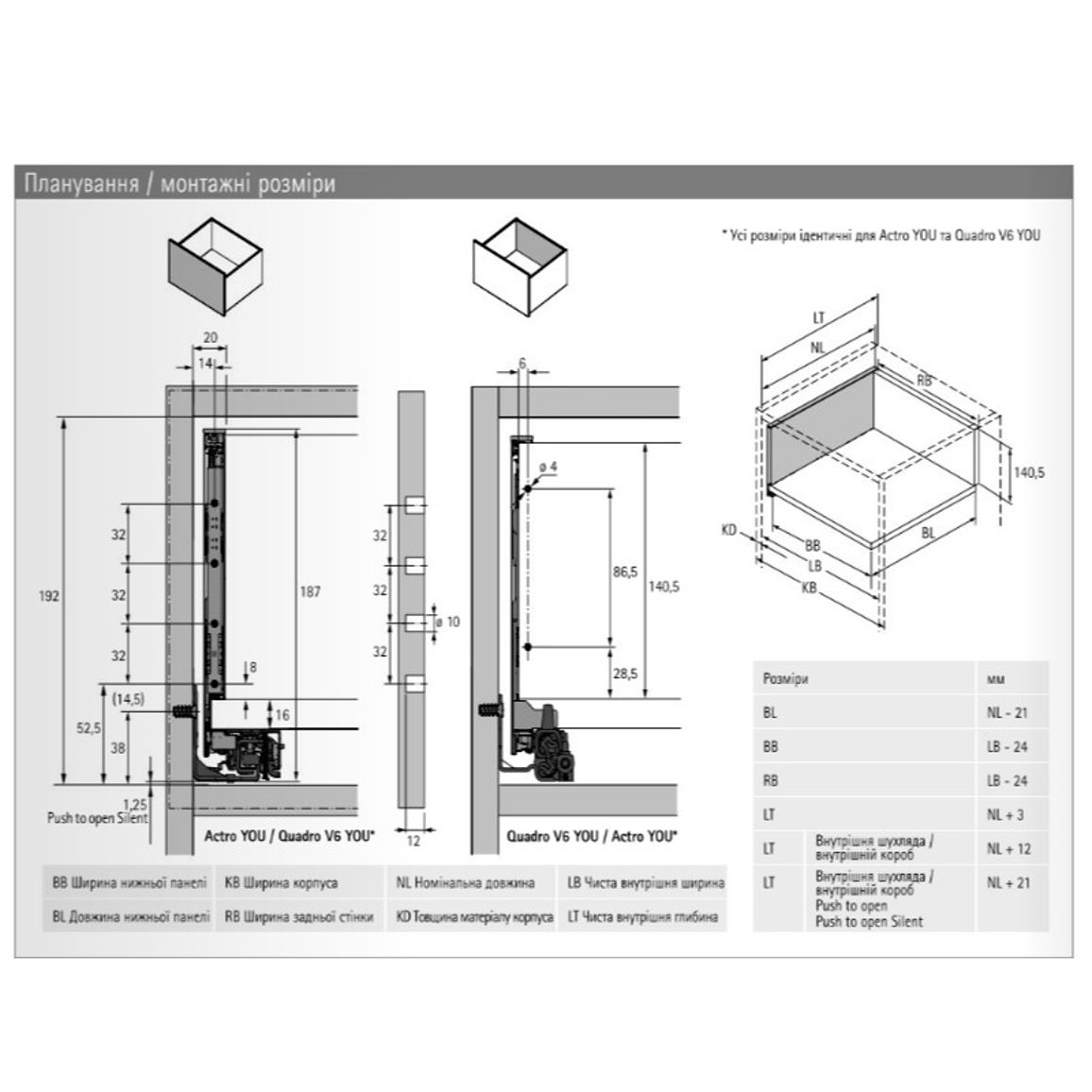 Комплект ящика AvanTech YOU Q L=550 H=187 серебро Hettich Комплект ящика AvanTech YOU Q L=550 H=187 серебро Hettich