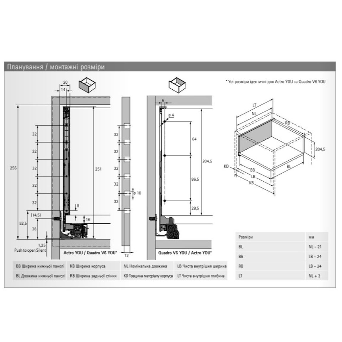 Комплект ящика AvanTech YOU Q L=600 H=251 антрацит Hettich Комплект ящика AvanTech YOU Q L=600 H=251 антрацит Hettich