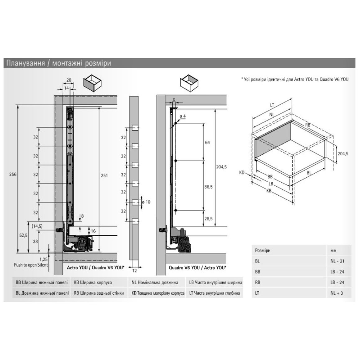 Комплект ящика AvanTech YOU А L=550 H=251 белый Hettich