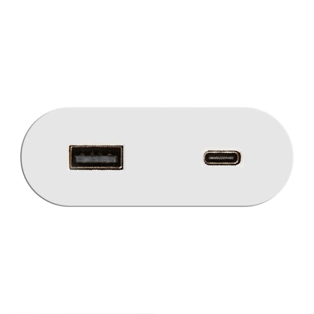 VersaPICK USB-розетка овальная, 1 USB, порт 5В (А+С) 110-220В, IP20, ZAMAK, белый мат (06029Z00060)