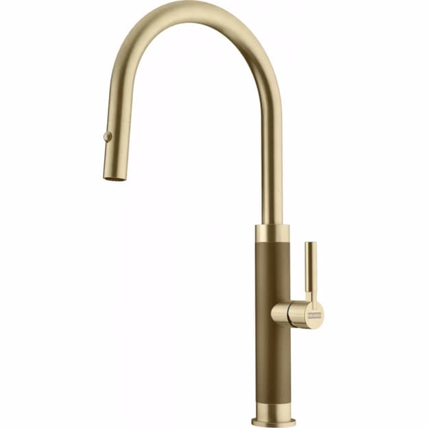 Змішувач Mythos Masterpiece Pull Out (ламінарний потік) і душем, PVD gold Franke (115.0711.558)