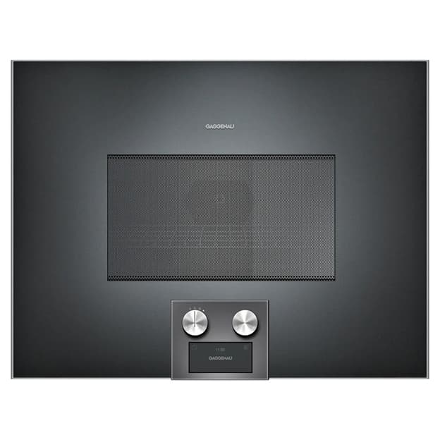 Компактна духова шафа з мікрохвильовим режимом BM454100 права антрацит GAGGENAU