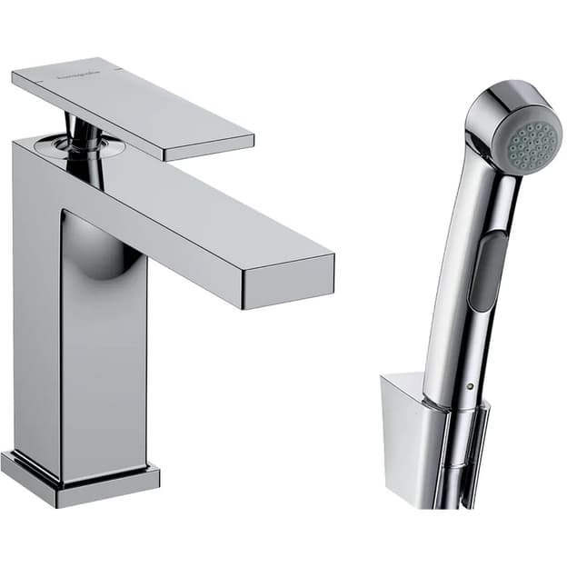 Смеситель для умывальника Tecturis E 110 с гигиенической лейкой Chrome Hansgrohe (73210000)