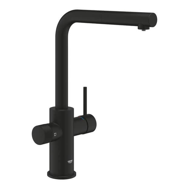 Змішувач для кухні Blue Pure Minta фантомний чорний, поворотний/витяжний, 2 води Grohe (30590KF0)