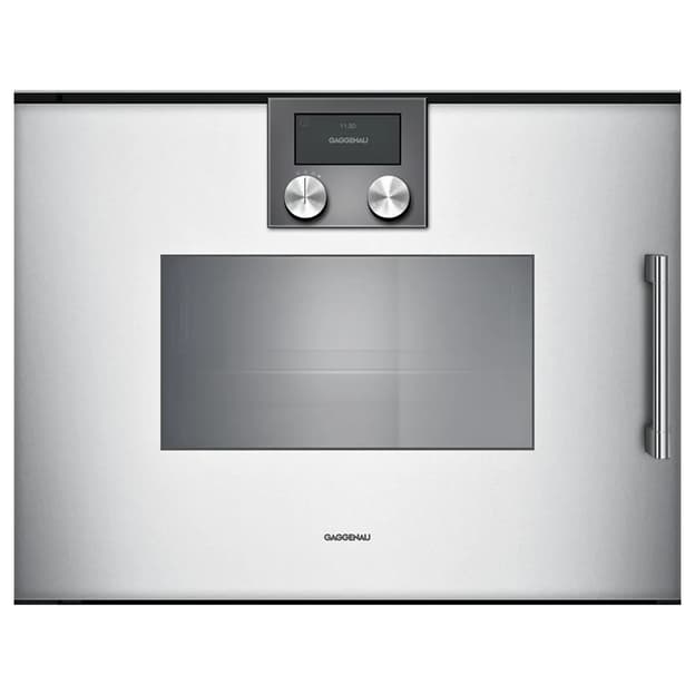 Компактный паровой духовой шкаф BSP221131 левый алюминий GAGGENAU