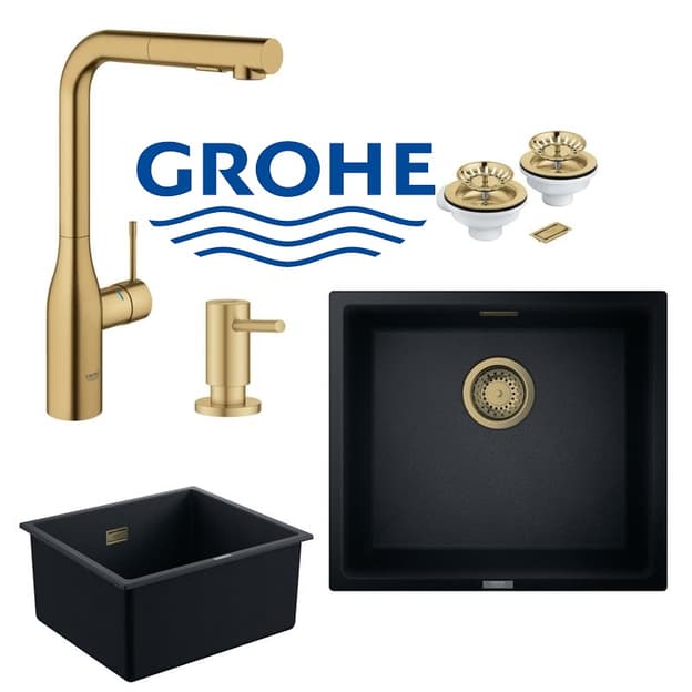 Набір для кухні Grohe гранітна мийка 31653AP0 + зміш. 30270GN0 + дозатор 40535GN0 + 40997GN0, чорний Набір для кухні Grohe гранітна мийка 31653AP0 + зміш. 30270GN0 + дозатор 40535GN0 + 40997GN0, чорний