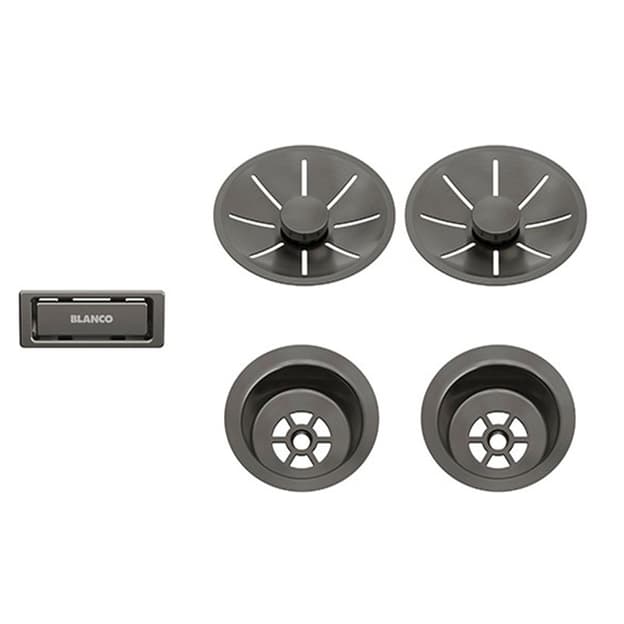 Відвідна арматура InFino для двох чаш з клапаном-автоматом satin dark steel BLANCO (207444)