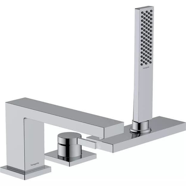 Смеситель на край ванны Tecturis E врезной на 3 отверстия из sBox Chrome Hansgrohe (73443000)