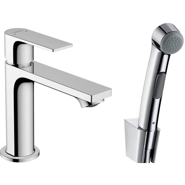 Смеситель для умывальника Rebris E 110 гигиенической лейкой, Chrome Hansgrohe (72216000)