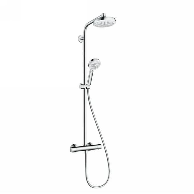 Душова система Crometta 160 Showerpipe EcoSmart 1jet з термостатом White/Chrome Hansgrohe (27265400) Душова система Crometta 160 Showerpipe EcoSmart 1jet з термостатом White/Chrome Hansgrohe (27265400)