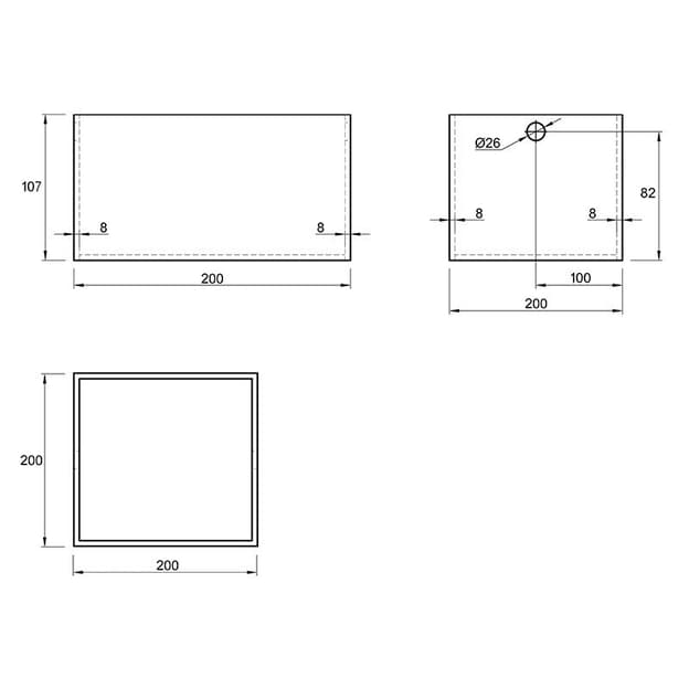 Коробочка W=200 L=200 H=107 (КR 107.200.200) Сіра Коробочка W=200 L=200 H=107 (КR 107.200.200) Сіра