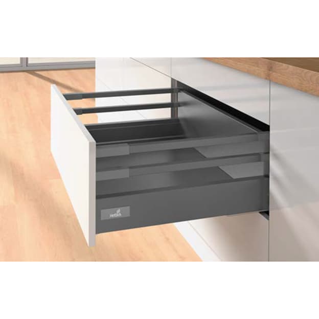 Комплект для шухляди Atira, повн.в. L=420 H=176, антрацит Hettich (2 релінга) Комплект для шухляди Atira, повн.в. L=420 H=176, антрацит Hettich (2 релінга)