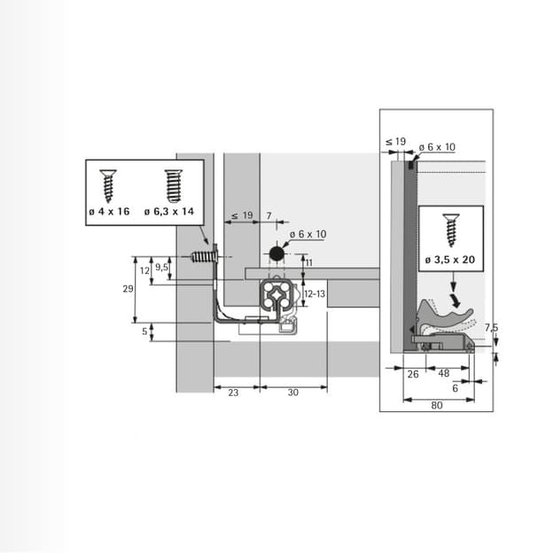 Quadro 25.P2O L=300 част.в. права, ДСП до 19мм (9260345) Hettich Quadro 25.P2O L=300 част.в. права, ДСП до 19мм (9260345) Hettich