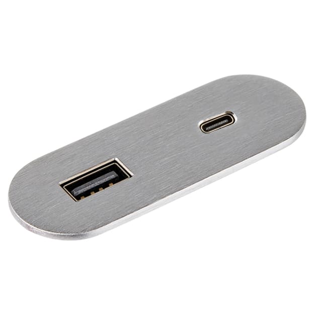 VersaPICK USB-розетка овальная, 1 USB порту (5В / 9В, 3А / 2A), 110-220В, IP20, ZAMAK, нержавеющая с VersaPICK USB-розетка овальная, 1 USB порту (5В / 9В, 3А / 2A), 110-220В, IP20, ZAMAK, нержавеющая с