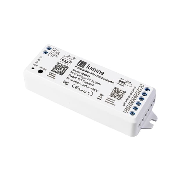 SPI-контроллер RGB, RGBW, DC 5-24 В, 8 А, WiFi+ 2,4 ГГц, Lumine SPI-контроллер RGB, RGBW, DC 5-24 В, 8 А, WiFi+ 2,4 ГГц, Lumine