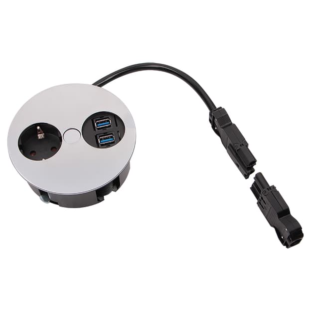 TWIST розеточний блок 1xРозетка, 2xUSB, матовий хром TWIST розеточний блок 1xРозетка, 2xUSB, матовий хром