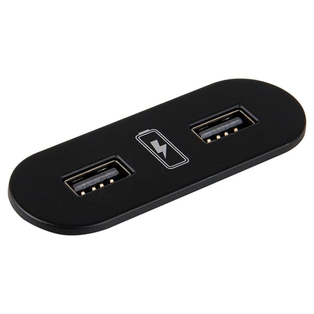 VersaPICK USB-розетка овальная, 2 USB порта (5В, 2,1А), 110-220В, IP20, полимер, черный ма VersaPICK USB-розетка овальная, 2 USB порта (5В, 2,1А), 110-220В, IP20, полимер, черный ма