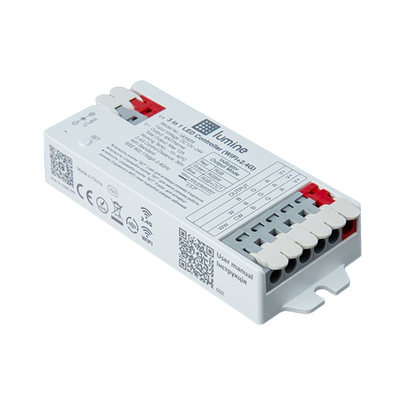 LED контроллер RGB, RGBW, RGB+ССT 3 в 1, DC 12/24V, 6А, WiFi+ 2,4G, Lumine
