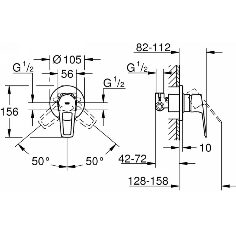 Змішувач для душа BauLoop New, хром Grohe (29042001)