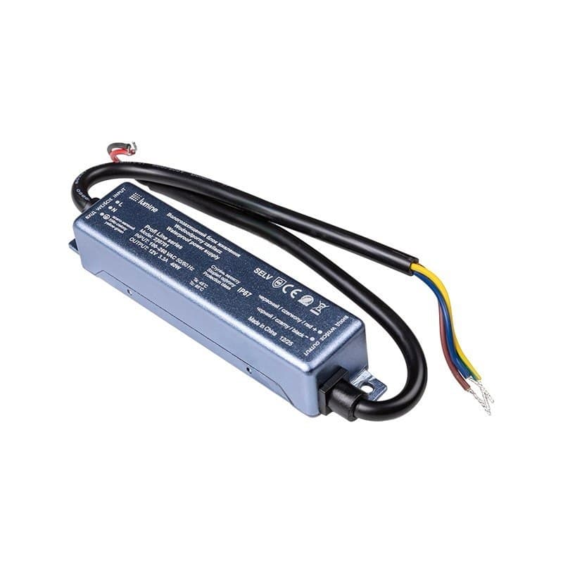 Блок питания для LED, 40W, 12V, IP67, металлический корпус, Lumine Profi line