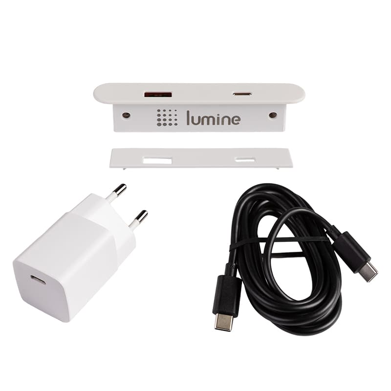 USB-розетка овальна Lumine PULSE, 2xUSB A+C (30W), білий