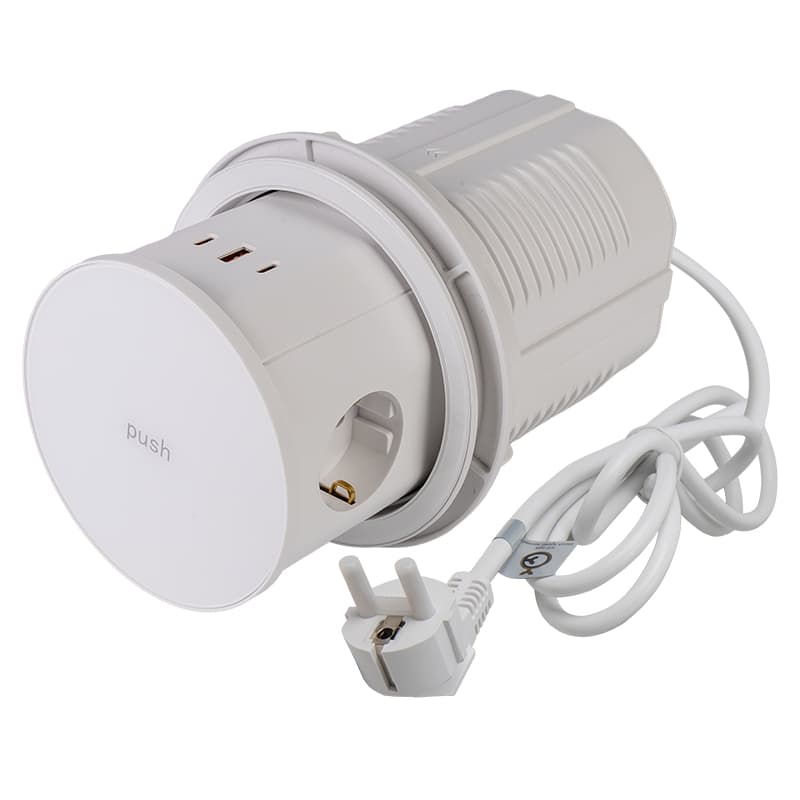Выдвижной розеточный блок Lumine SUPERNOVA 3xрозетки, 3xUSB A+C (65W),  белый