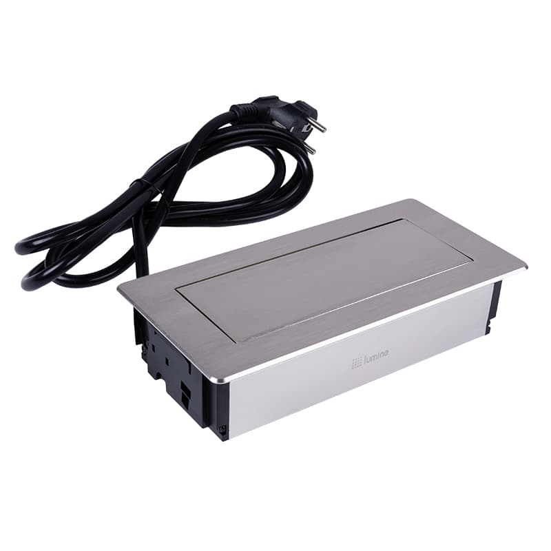 Вбудований розетковий блок Lumine SPACE 2xрозетки, 2xUSB A+C (30W), нікель браш NEW