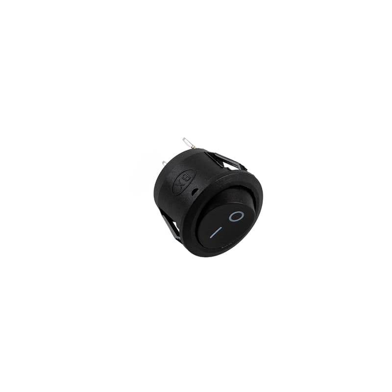 Вимикач кнопковий круглий, 220V/12V, 6А, 23 мм, чорний
