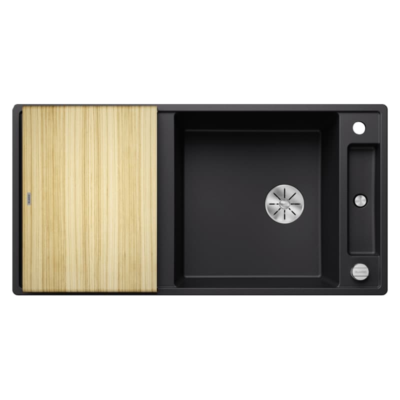 Мойка AXIA III XL 6 S SILGRANIT (мпс./врезная) черный, столик для обработки ясень BLANCO (525858)