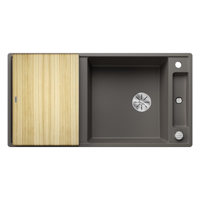Мойка AXIA III XL 6 S SILGRANIT (мпс./врезная) вулк. серый, столик с ясеня BLANCO (527235)