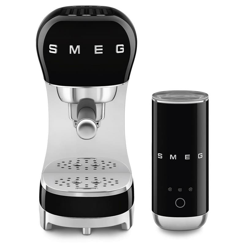 Кавоварка еспресо ECF12BLEU з спінювачем молока чорний Smeg (50'S RETRO STYLE)