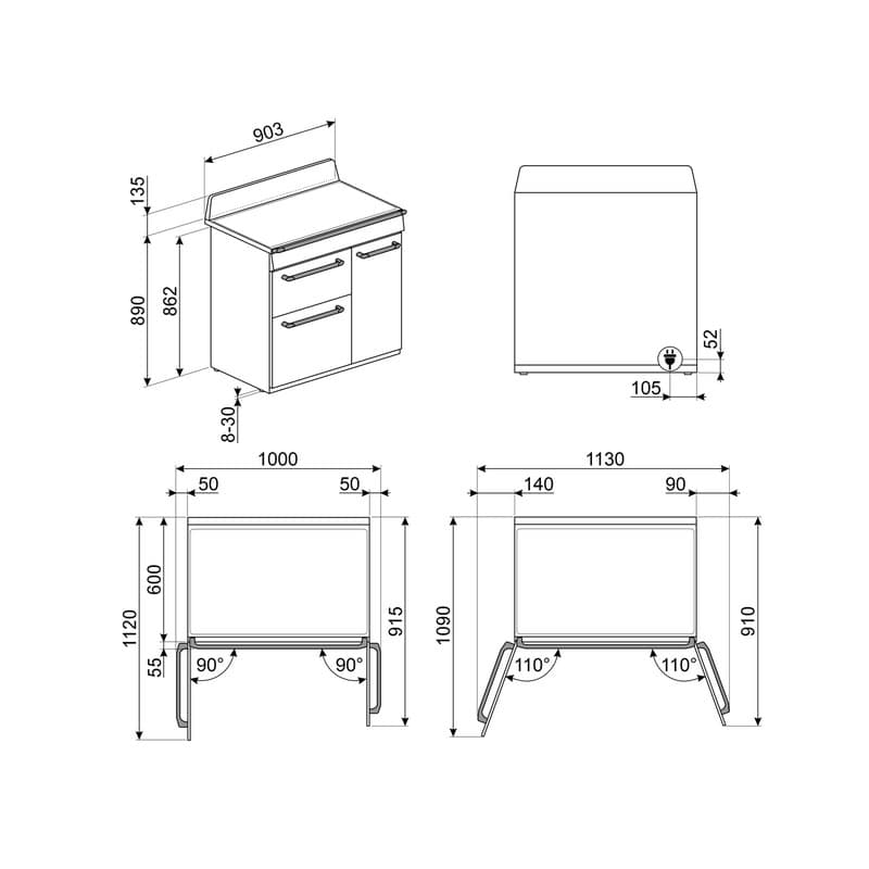 Варильний центр TR93IBL2 чорний Smeg (VICTORIA)