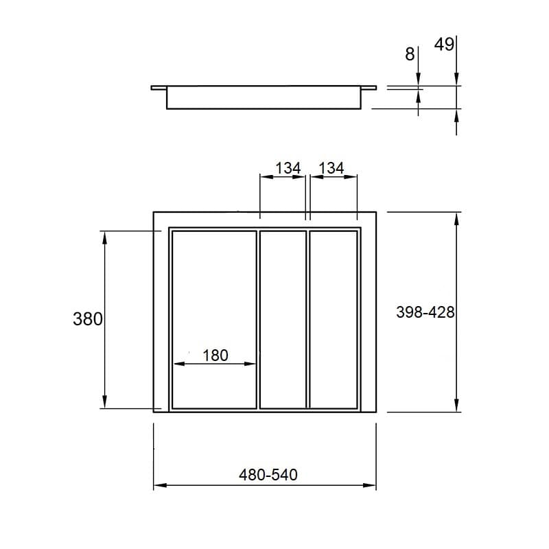 Лоток универсальный 600 во 2 вкладыша W=540 L=428 (LKB.540.428) Антрацит
